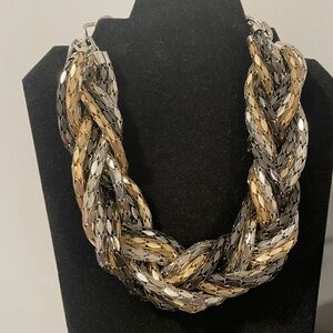Gold and silver braided plated necklace